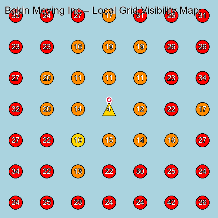 Bakin Moving Inc GeoGrid visibility map for Moving And Storage Service in None